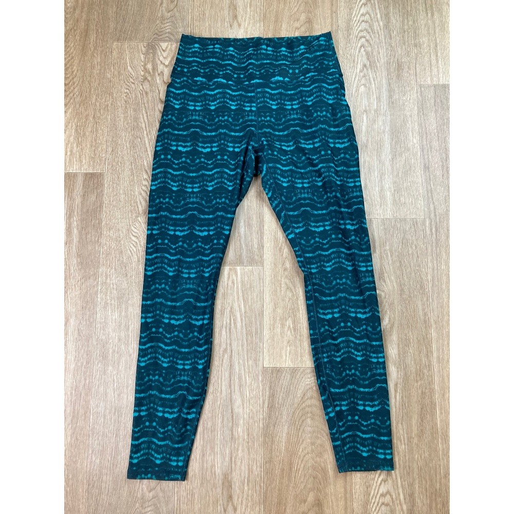 Fabletics tie dye turquoise teal leggings xs comfortable workout